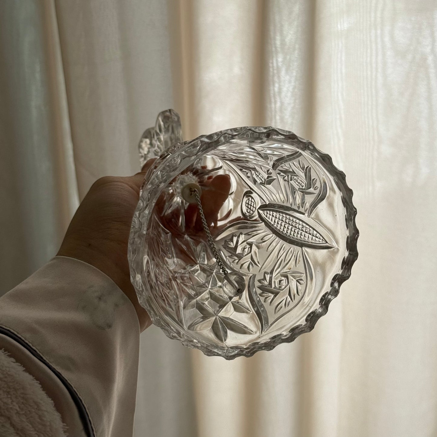 【可聲音療癒用】Vintage古董英國歐式中古蝴蝶水晶玻璃手搖鈴