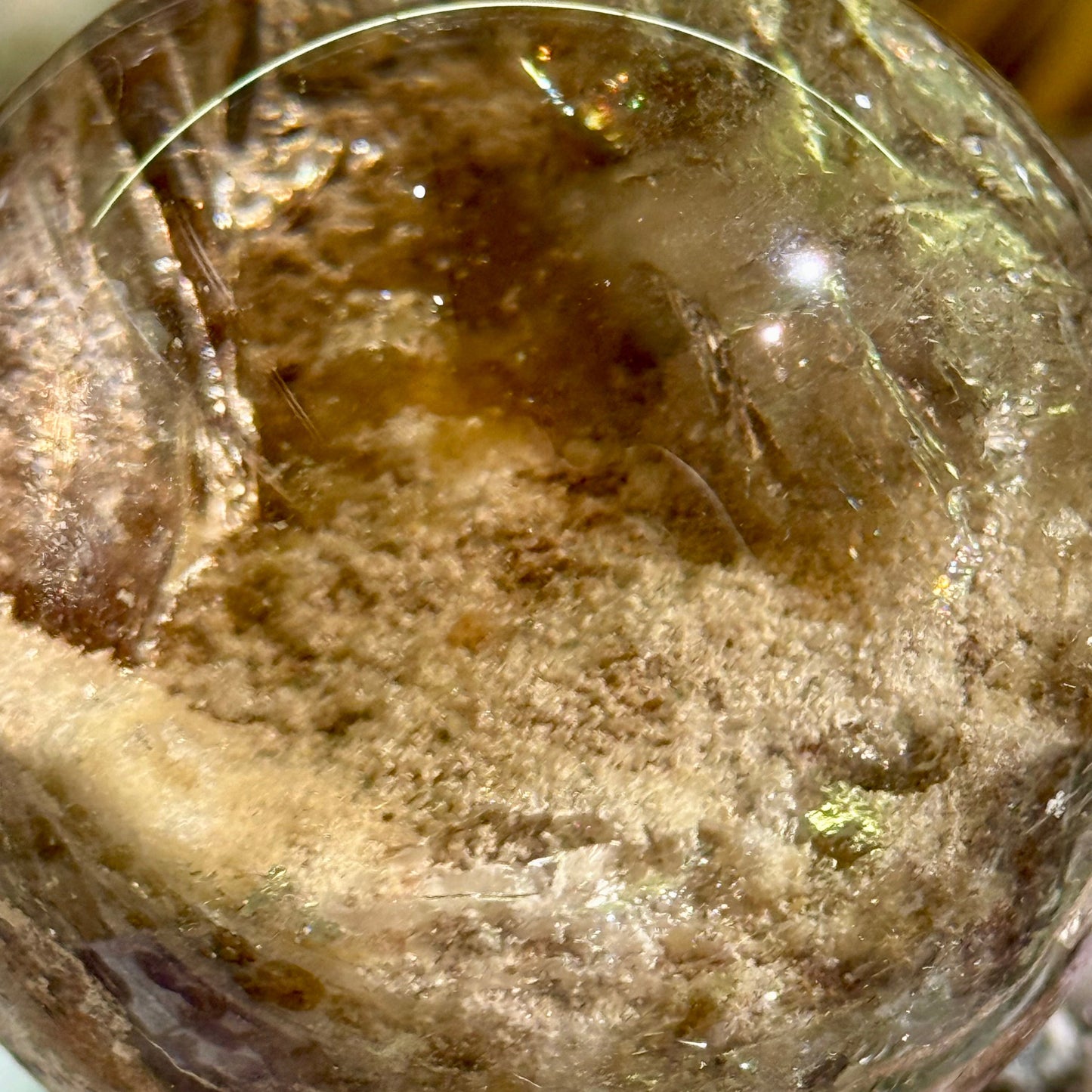 巨無霸茶黃彩虹光幽靈水晶球