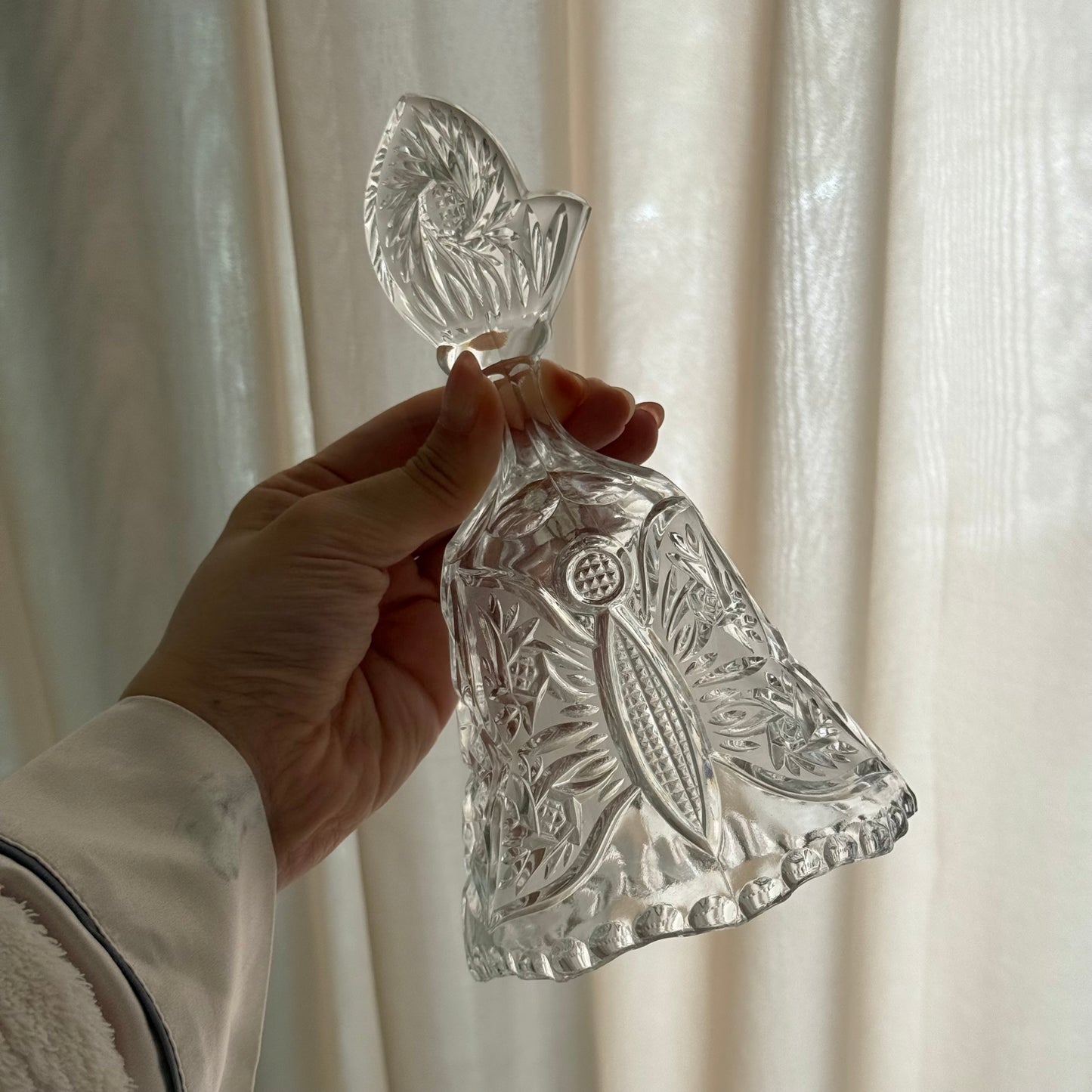 【可聲音療癒用】Vintage古董英國歐式中古蝴蝶水晶玻璃手搖鈴